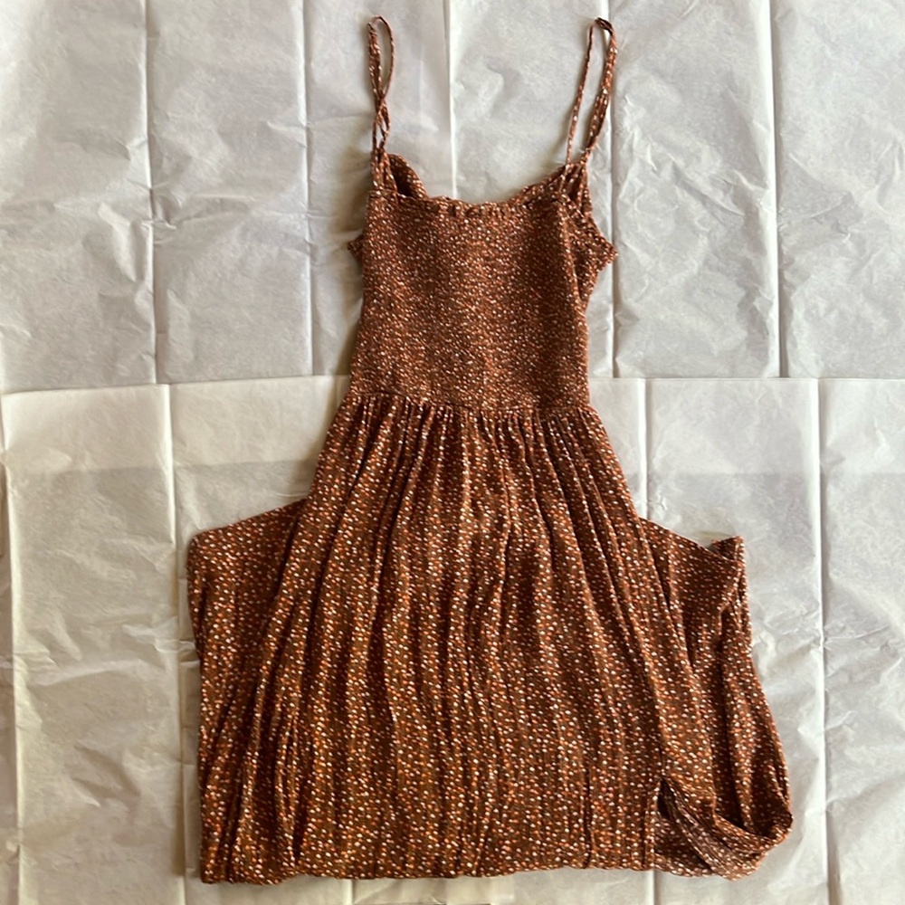 Women orange light pokadot slit sundress